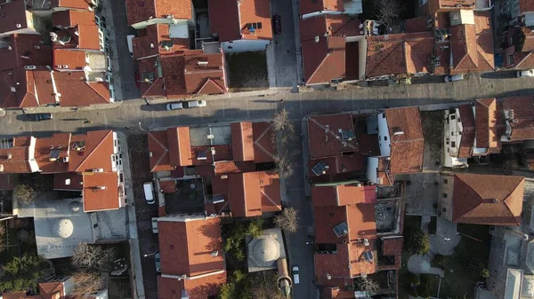 Topo aéreo drone vista casa telhados — Fotografia de Stock