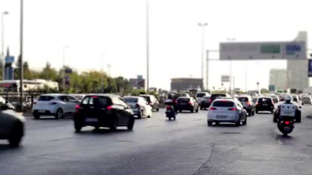 Car traffic jam on the highway time lapse — Stock Video