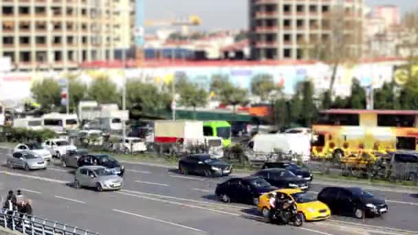 Atasco de tráfico de coches en la carretera lapso de tiempo — Vídeos de Stock