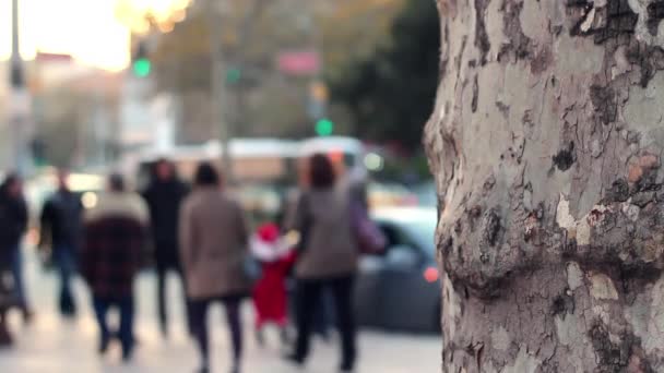 Gente caminando en una calle llena de gente — Vídeo de stock