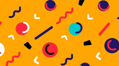 80 'lerin Memphis tarzı C şeklinde, üçgen dikdörtgen şekilli kusursuz desen. Yüksek kalite çizim