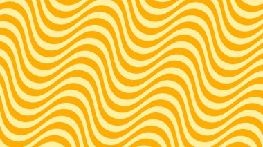 Arka planda kavisli çizgiler, turuncu ve sarı renkli dalgalı desenler. Fütürist biçim grafiği.