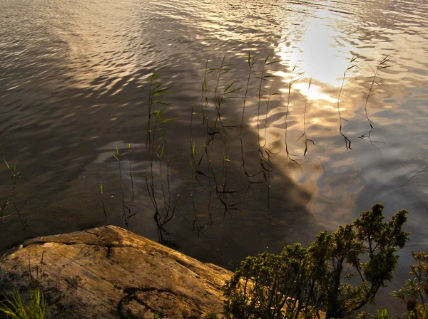 Pôr do sol no lago — Fotografia de Stock