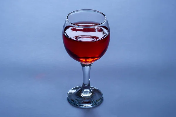 Glass Red Wine Blue Background — Stock Photo, Image