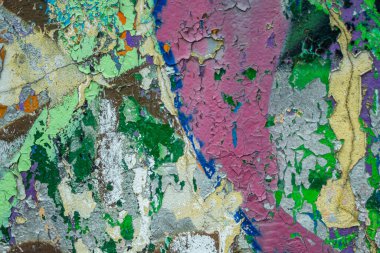 Soyut renk dokusuna sahip soyut çok renkli grunge arkaplanı. Duvara yazılan grafitiden soyutlama. Yıpranmış duvar arkaplanı