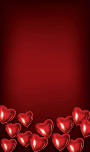 마음은 빨간색으로 배경을 깎는다 발렌타인 풍선이요 사랑의 봄철의 발렌틴의 포스터 — 스톡 벡터