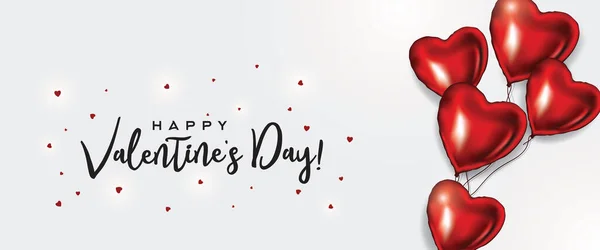 Happy Valentine Day Banner Valentine Hintergrund Mit Red Heart Ballons — Stockvektor