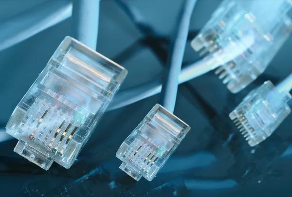 Διπλή έκθεση βύσμα Ethernet — Φωτογραφία Αρχείου