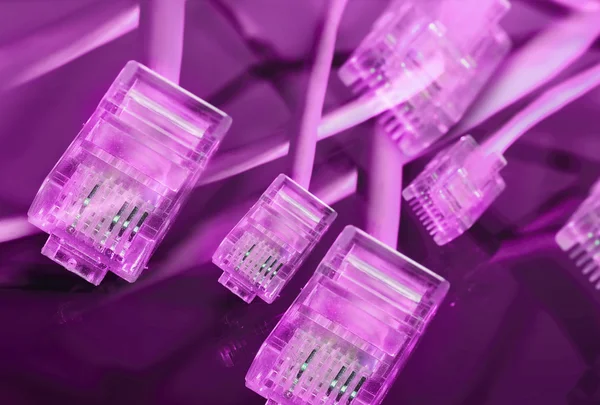 Purple ethernet plug background — Stock Photo, Image