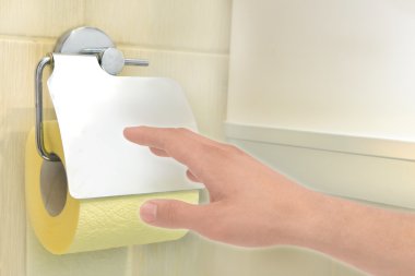 hand with toilet paper clipart