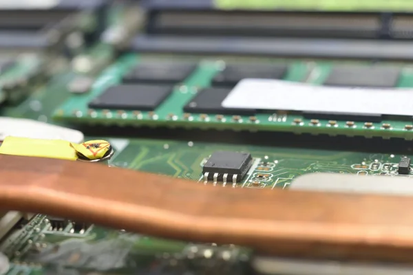 Mounting RAM on motherboard — Stock Photo, Image