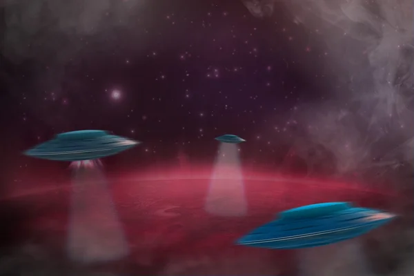 UFO met een lichtgevende straal — Stockfoto