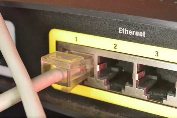 Connecting a computer to the router — Stock Photo, Image