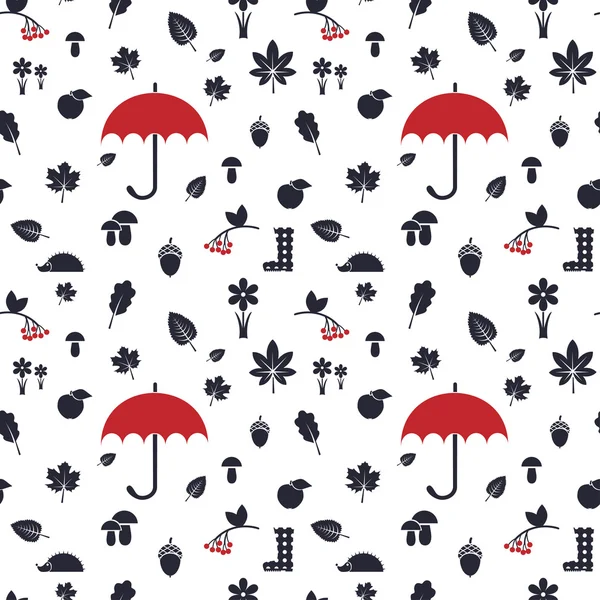 Motif automne avec parapluie rouge Illustration De Stock