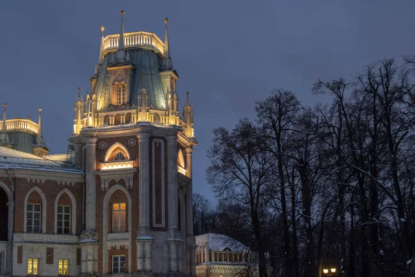 Torre Grande Palácio Museu Reserva Tsaritsyno Moscou Noite Inverno Rússia — Fotografia de Stock