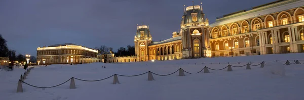 Inverno Panorama Noturno Grande Palácio Casa Pão Museu Reserva Tsaritsyno — Fotografia de Stock