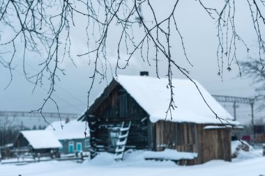 Rusya bir karlı sabah köyde yazlık