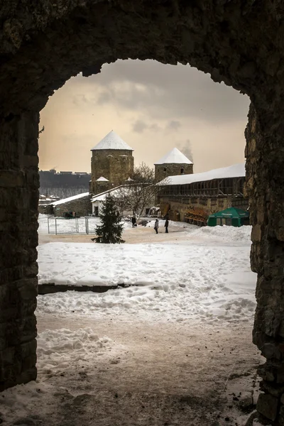 Castle walls and towers of the city Kamenetz-Podolsk — Stock Photo, Image