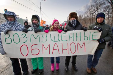 Moscow, Russia - February 4, 2012. Anti-government opposition ra clipart