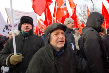 Moscow, Russia - February 4, 2012. Anti-government opposition ra clipart