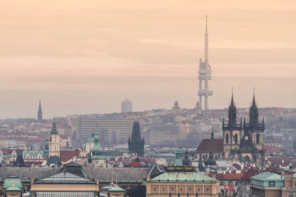 Evening view of Prague from the the Visegrad — Stock Photo, Image