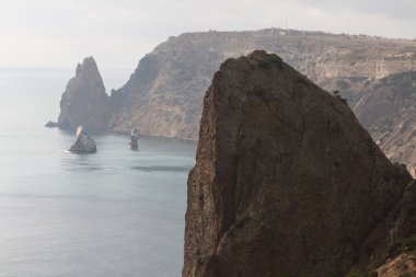 Cape Fiolent kaya oluşumları Kırım deniz kenarı