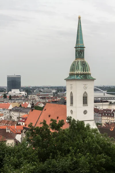 View of the main tower of Bratislava from the mountain — Stock Photo, Image