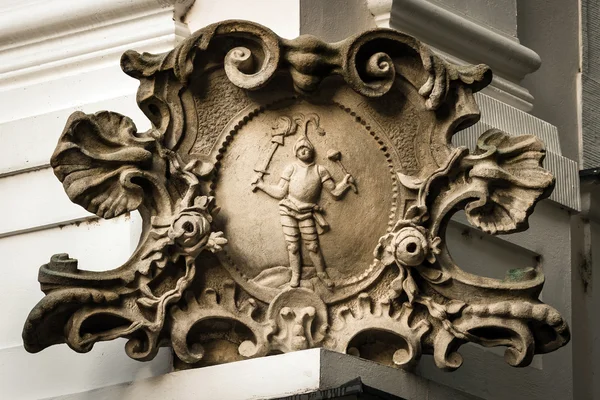 Baroque stone cartouche on the corner of the house in Bratislava — Stock Photo, Image