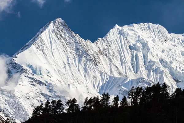 Alte montagne innevate bianche del Nepal, regione dell'Annapurna — Foto Stock