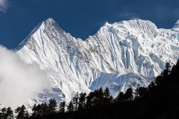 Vita höga snötäckta bergen i Nepal, Annapurna regionen — Stockfoto