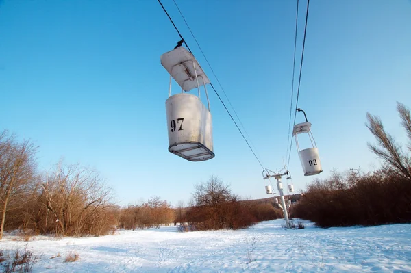 Very old operating funicular cableway in Kharkov in winter — Stock Photo, Image