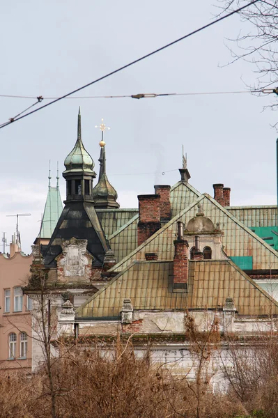 Composizione complessa dei tetti della città di Praga — Foto Stock