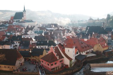 Cesky Krumlov Panoraması güneşli bir günde