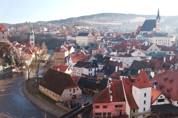 Panorama di Cesky Krumlov in una giornata di sole Foto Stock Royalty Free