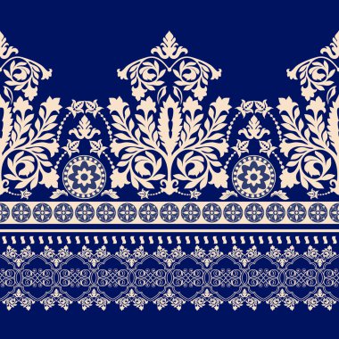 Çiçek sınır süsleme. Damasko seamless modeli