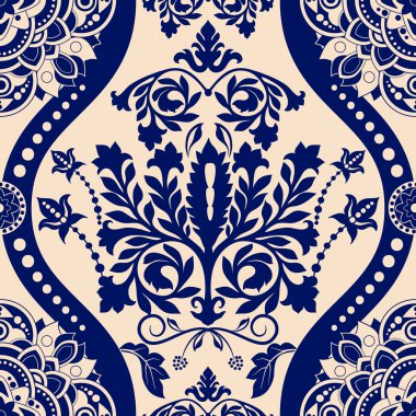 Çiçek sınır süsleme. Damasko seamless modeli