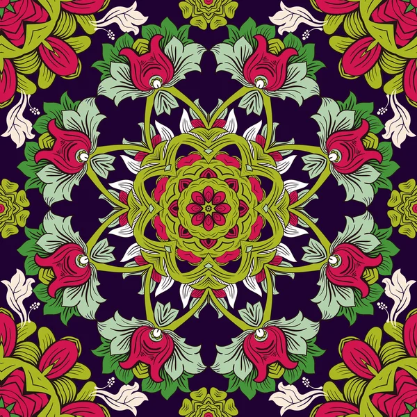 Papel pintado floral colorido. Flores patrón sin costuras. Fondo vectorial — Vector de stock