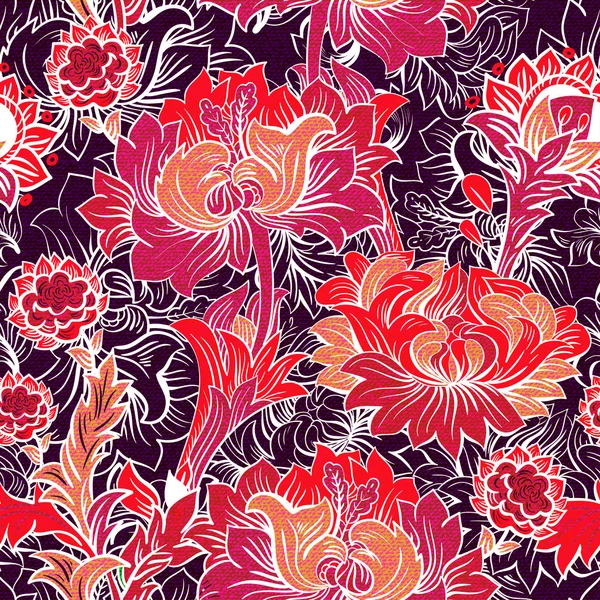 Papel pintado floral colorido. Flores patrón sin costuras. Fondo vectorial — Archivo Imágenes Vectoriales