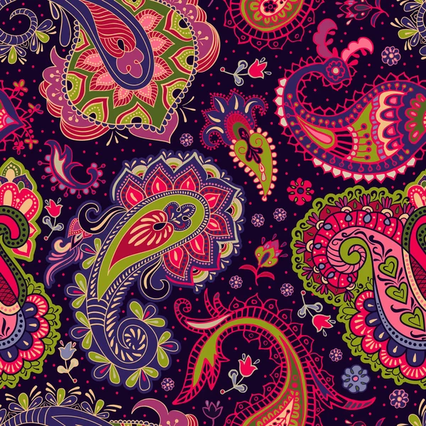 Paisley motif floral sans couture — Image vectorielle