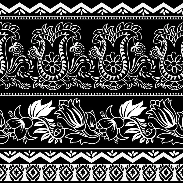 Zwart-wit gestreepte bloemmotief — Stockvector