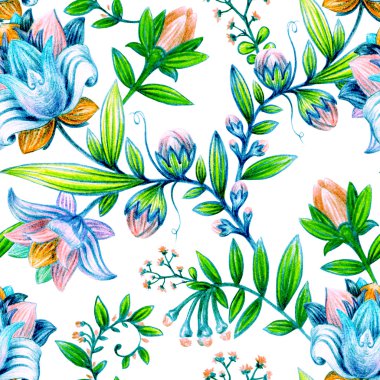 Renkli çiçek desenli. Parlak çiçek duvar kağıdı