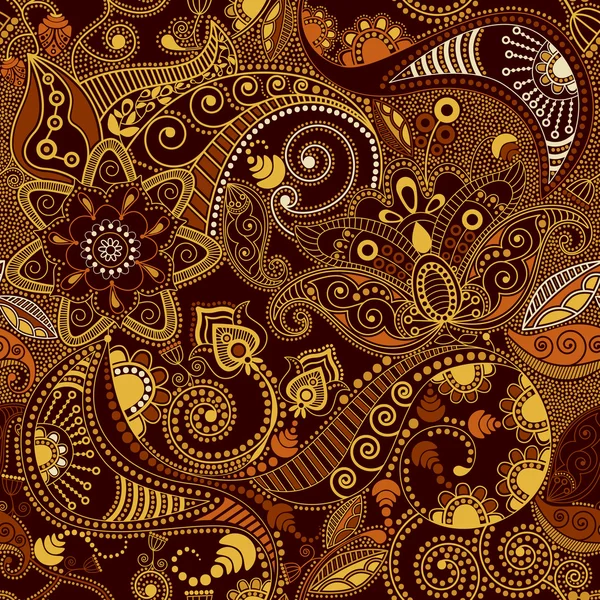 Patrón Paisley marrón y amarillo — Vector de stock