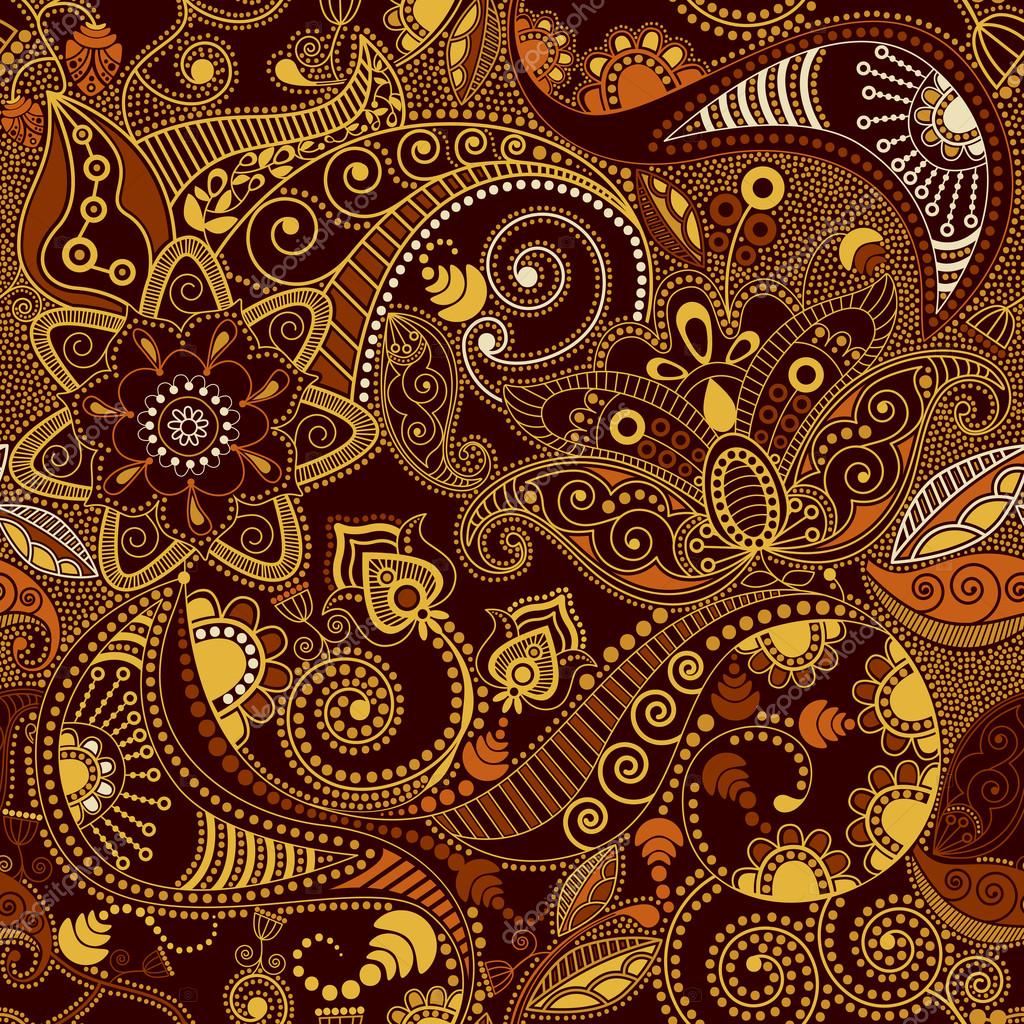 Braunes und gelbes Paisley-Muster — Stockvektor © Sunny_Lion #111414096