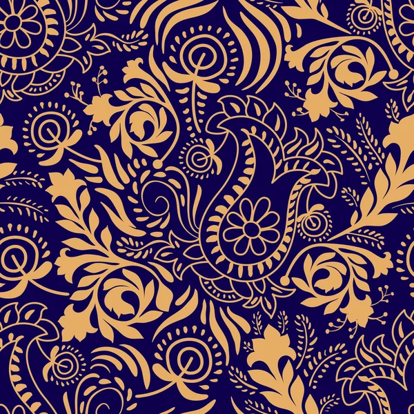 Naadloze bloemmotief. Paisley achtergrond in twee kleuren — Stockvector