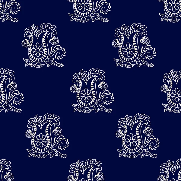 Patrón floral monocromático. Indio de contorno. Paisley. Fondos de pantalla en dos colores — Vector de stock