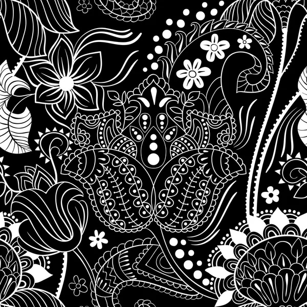 Vector seamless pattern. Indian floral backdrop — Stock Vector