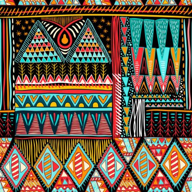 Soyut renkli etnik seamless modeli. Vektör zemin