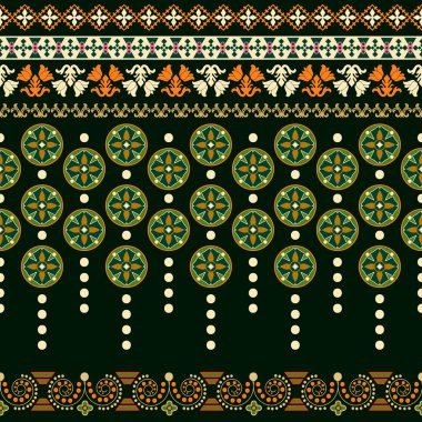 Süs çiçek seamless modeli. Vektör renkli kenarlık