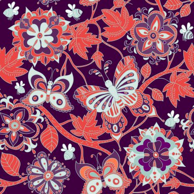 Parlak renkli seamless modeli. Renkli çiçek duvar kağıdı