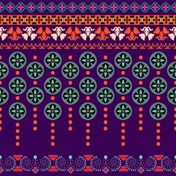 Patrón floral sin costura ornamental. Vector frontera colorido — Archivo Imágenes Vectoriales
